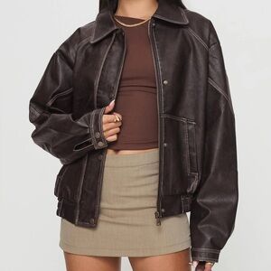 Brown faux Leather Jacket